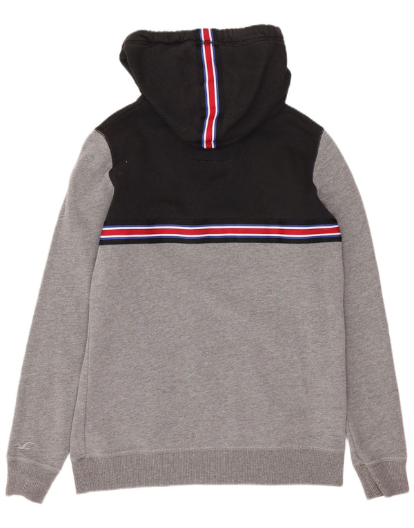 Женский джемпер с капюшоном оверсайз Hollister UK 6 XS, серый, хлопок с цветными блоками