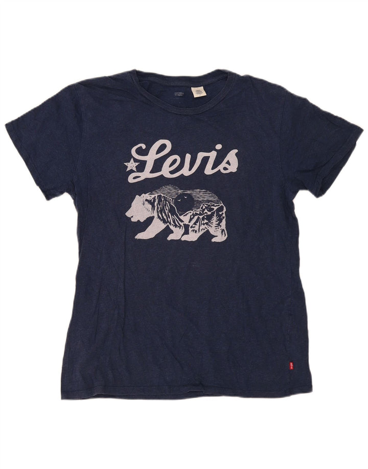 Мужская футболка с рисунком Levi's, большой размер, темно-синий, хлопок
