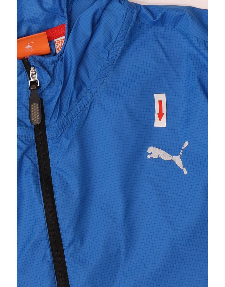 Мужская дождевик с капюшоном Puma UK 42 XL, синяя клетка в клетку, нейлон