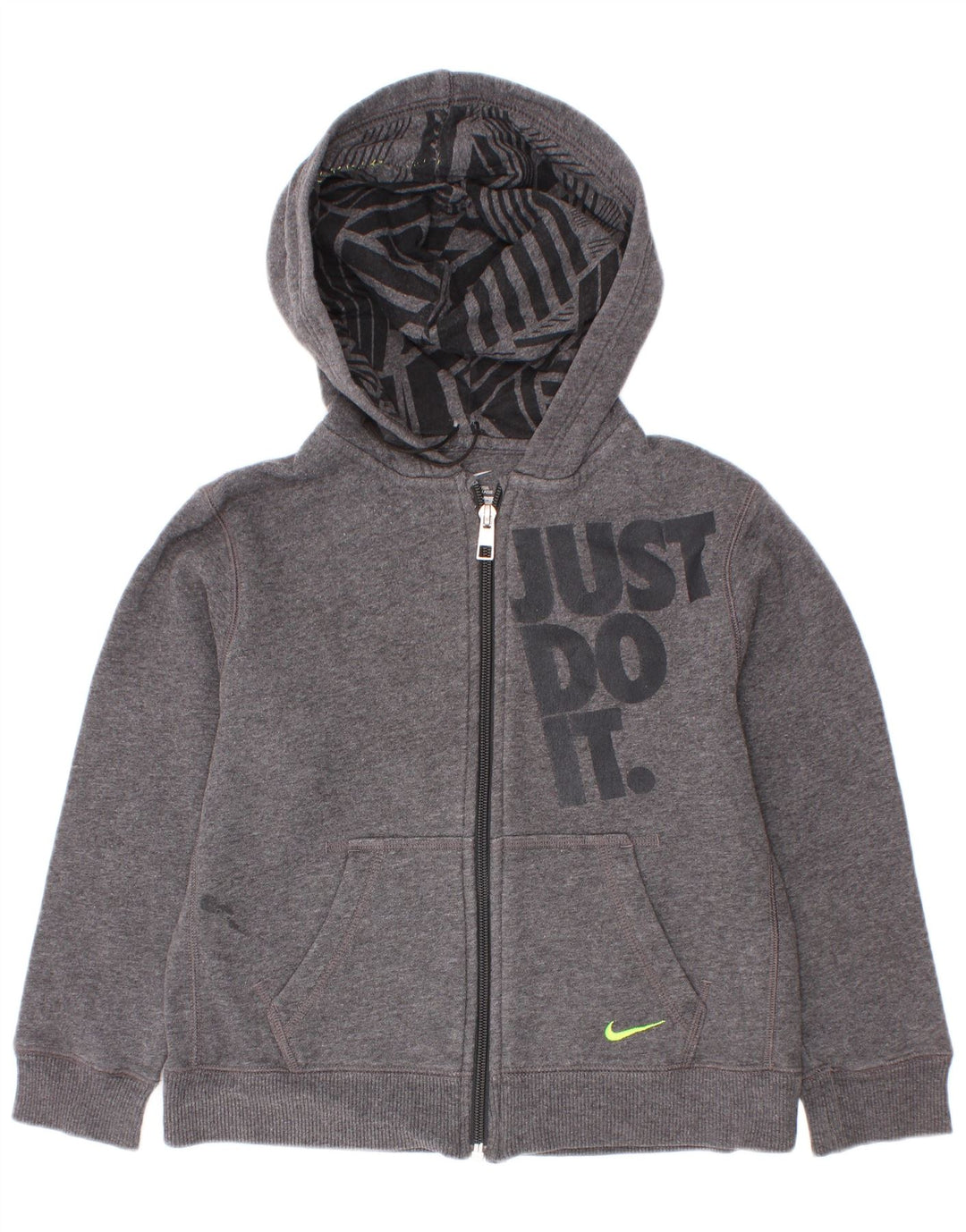 Свитер с капюшоном на молнии с графическим рисунком для мальчиков Nike, 6–7 лет, серый