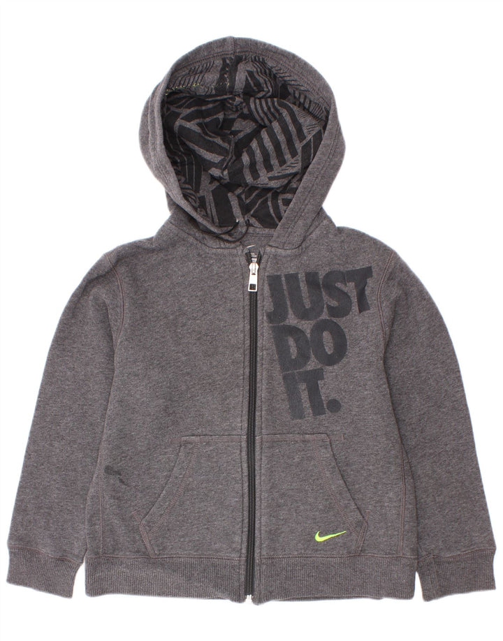 Свитер с капюшоном на молнии с графическим рисунком для мальчиков Nike, 6–7 лет, серый