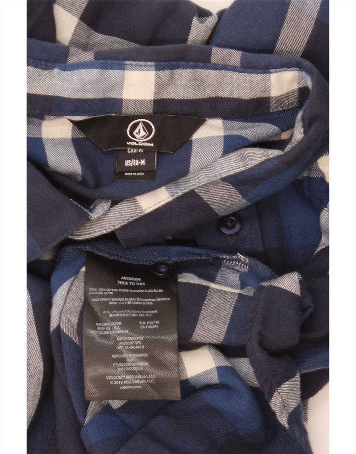 Мужская фланелевая рубашка Volcom среднего размера, темно-синяя клетка, хлопок