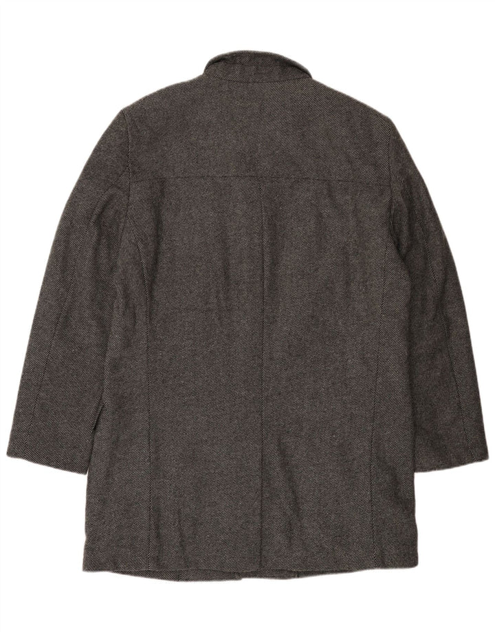 Мужское пальто Bruno Banani UK 44 2XL серое шерстяное в тонкую полоску