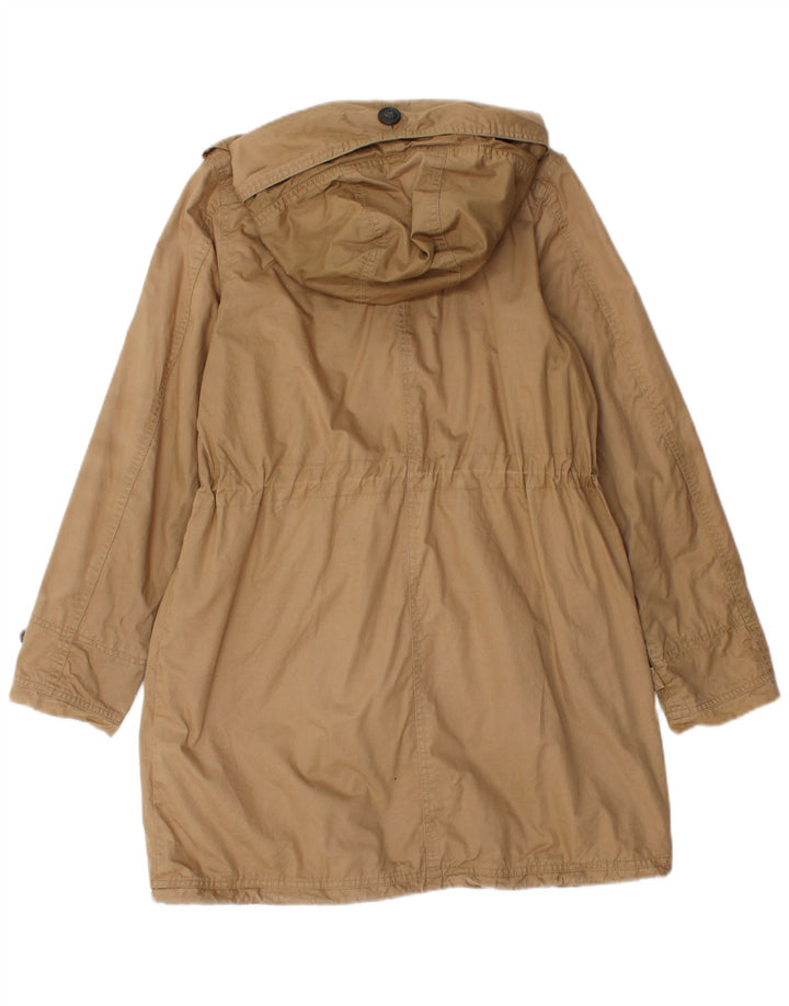 Женская парка Woolrich с капюшоном, UK 10, маленькая, коричневый, хлопок