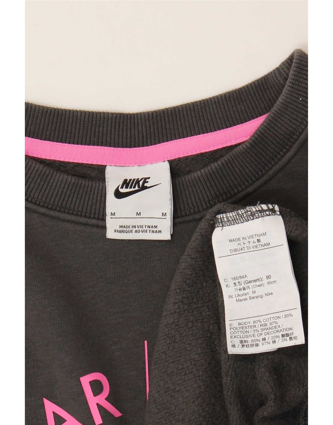 Женский джемпер большого размера с рисунком Nike UK 14, хлопковый средний серый цвет