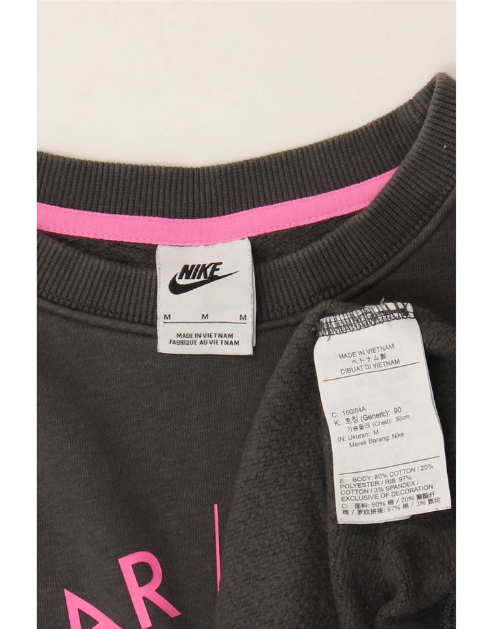 Женский джемпер большого размера с рисунком Nike UK 14, хлопковый средний серый цвет