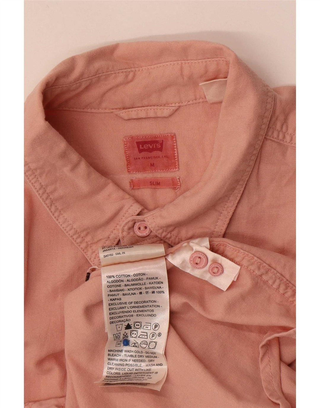 Мужская рубашка приталенного кроя Levi's, хлопок среднего розового цвета