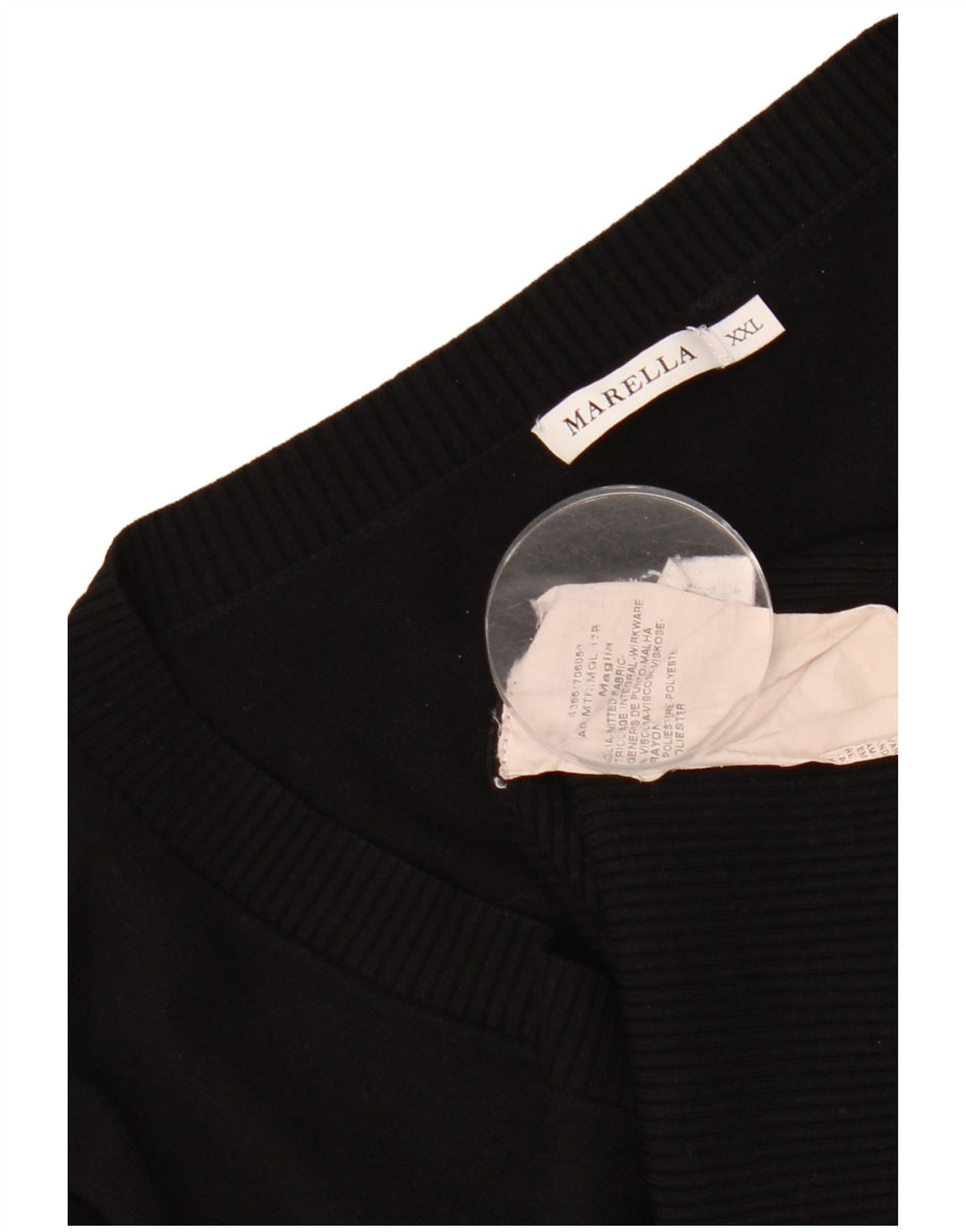 Женский джемпер с v-образным вырезом в стиле милитари MARELLA UK 20 2XL, черный вискоза