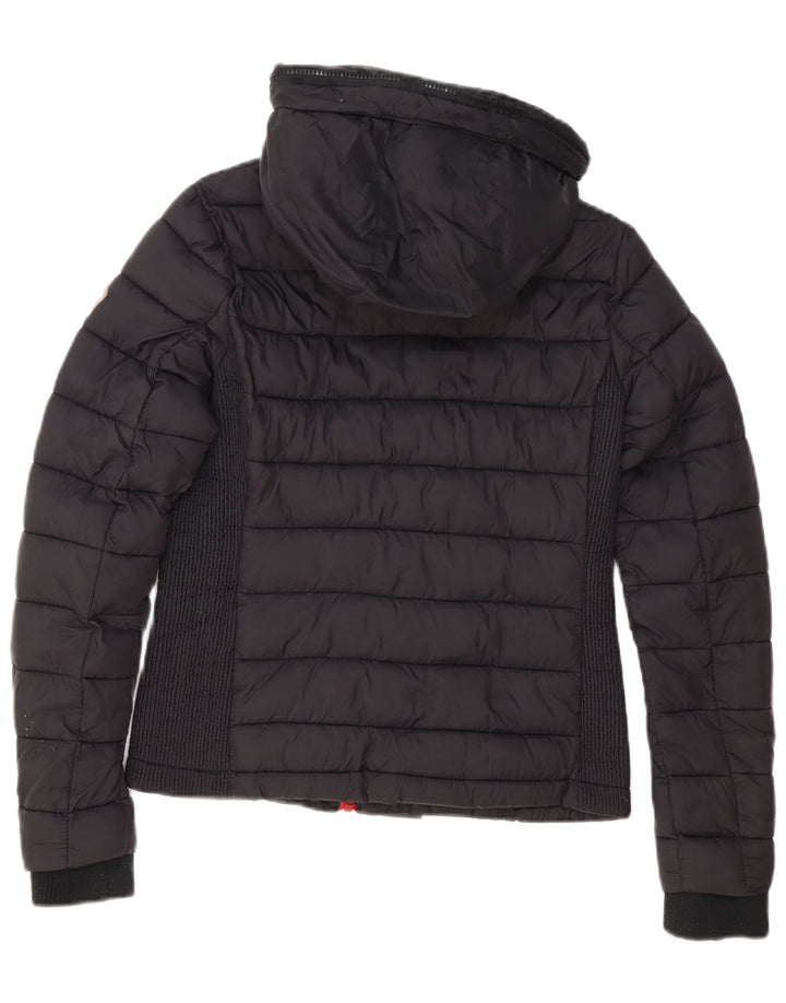 Женская утепленная куртка с капюшоном Superdry UK 12, средний черный нейлон