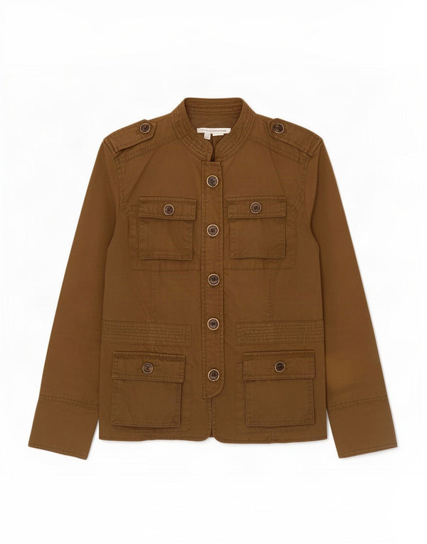 Женская куртка в стиле милитари Zara UK 10, маленький размер, хлопок цвета хаки