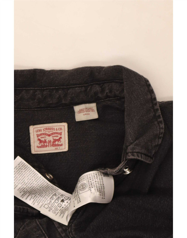 Женская джинсовая рубашка Levi's UK 10, маленькая, черный хлопок