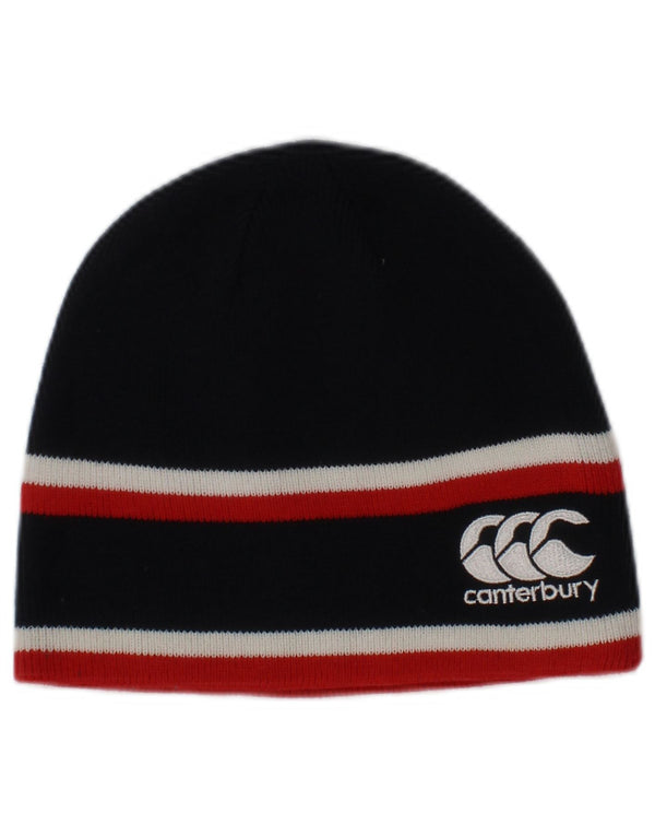 Canterbury Mens Graphic Beanie Hat One Size Navy Blue Striped Acrylic