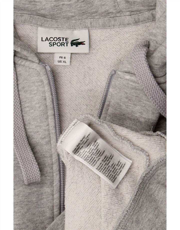 LACOSTE Мужской свитер с капюшоном на молнии, размер 6 XL, серый хлопок