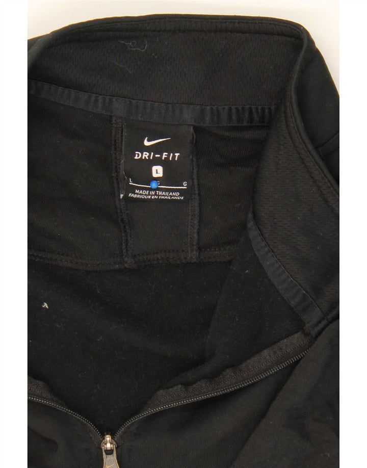 Мужской пуловер с воротником на молнии Nike Dri Fit, большой черный полиэстер