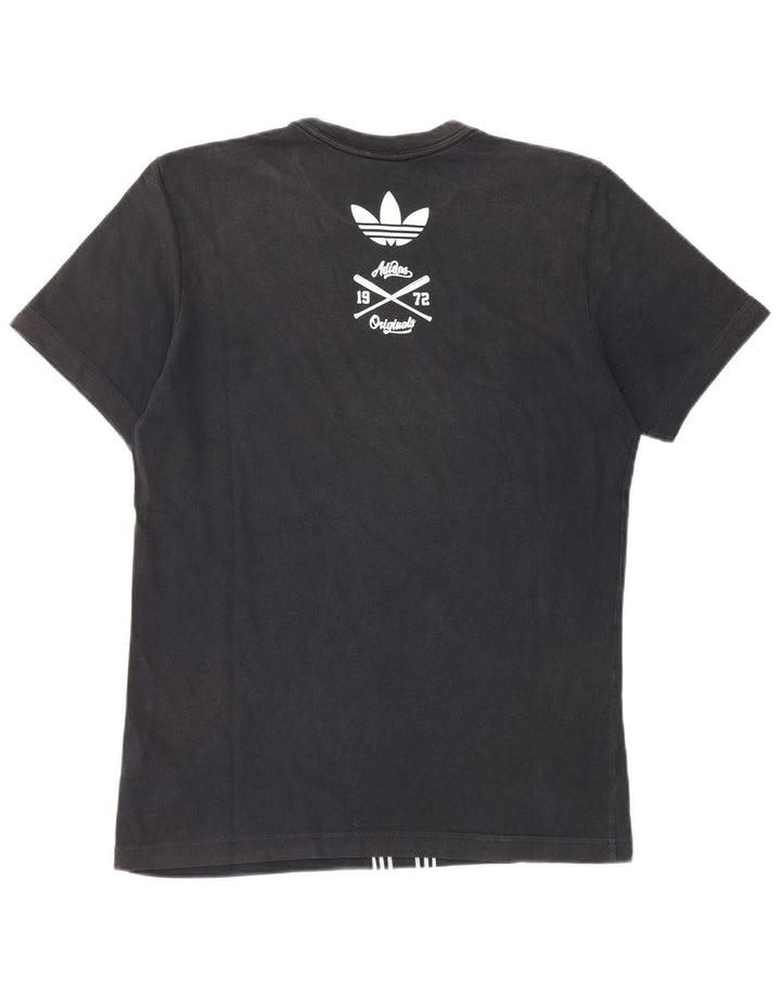 Мужская футболка Adidas с рисунком, маленькая, черная, хлопковая