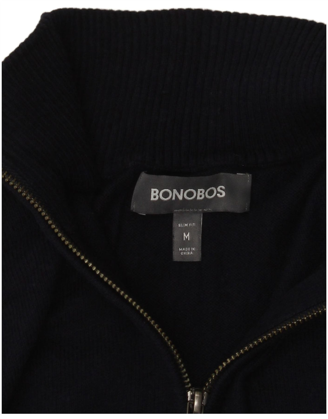 BONOBOS Мужской приталенный джемпер с воротником на молнии, средний темно-синий