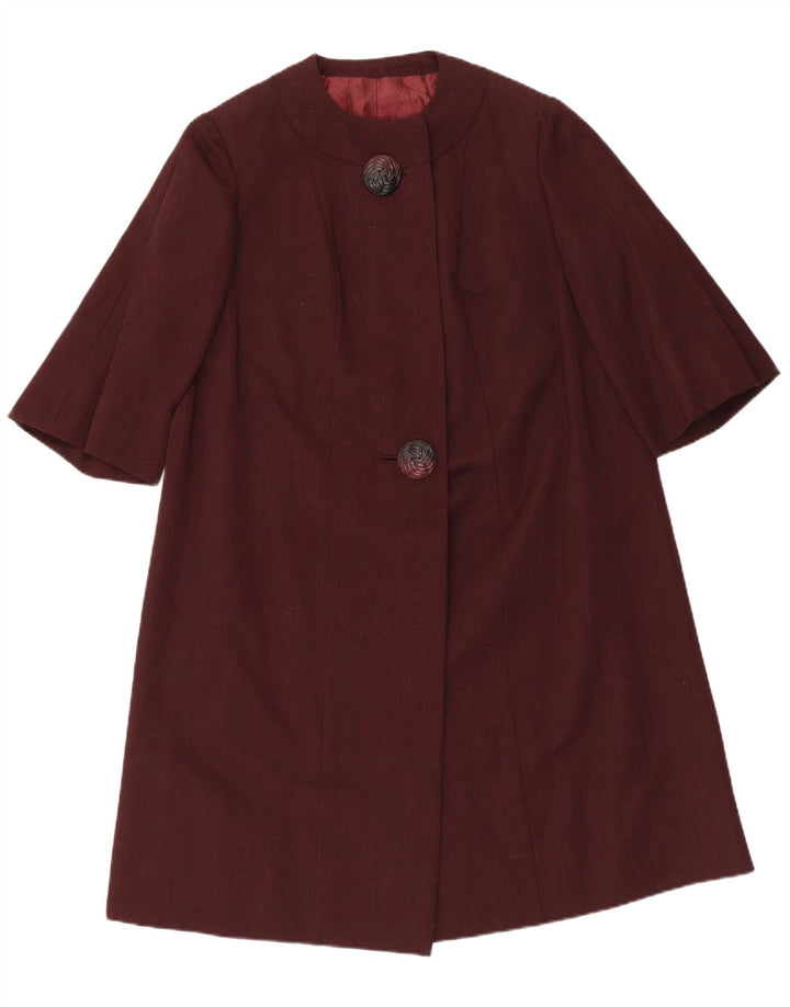 ВИНТАЖНОЕ Женское Пальто UK 14 Среднего Темно-бордового цвета