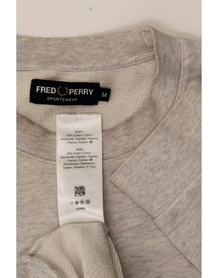 Мужской свитшот с рисунком Fred Perry, хлопковый джемпер среднего серого цвета