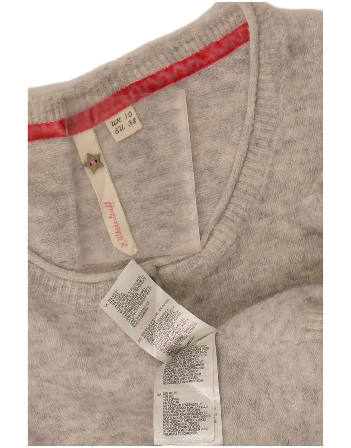 WHITE STUFF Womens Crop Cardigan Sweater UK 10 Small  Grey Flecked Nylon