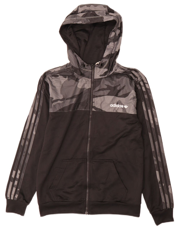 Мужской свитер с капюшоном на молнии Adidas XS, черный камуфляжный полиэстер, спортивный
