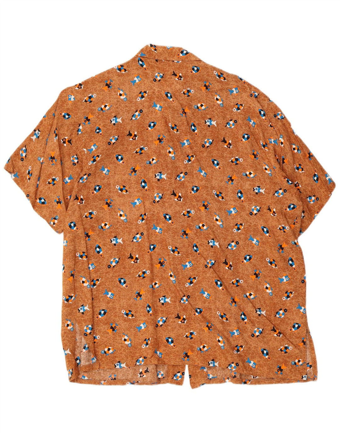 Винтажная женская рубашка-блузка большого размера с абстрактным узором, Великобритания, 10, маленькая, коричневая