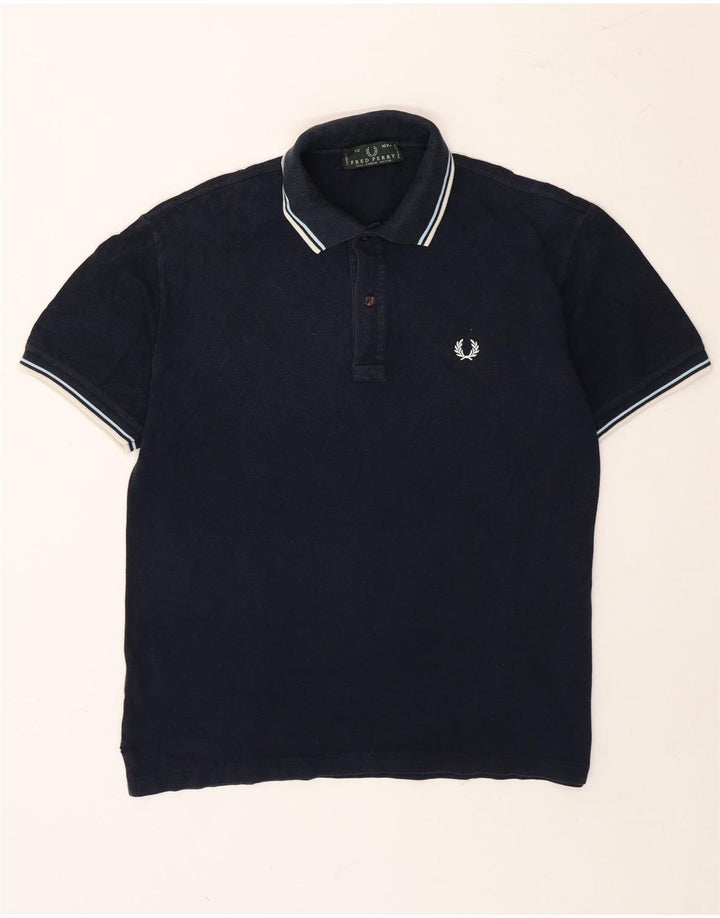 Мужская рубашка-поло Fred Perry среднего размера, темно-синяя полоска, хлопок