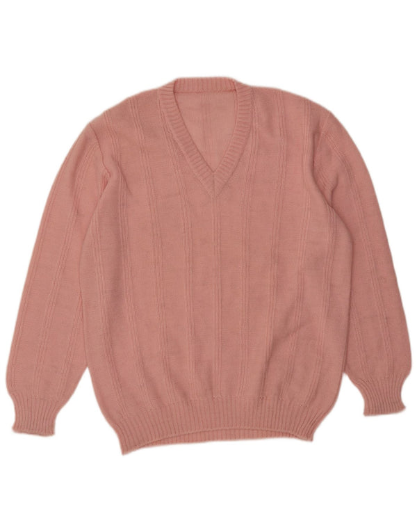 ВИНТАЖНЫЙ женский джемпер с v-образным вырезом, Великобритания, 18 XL, розовый