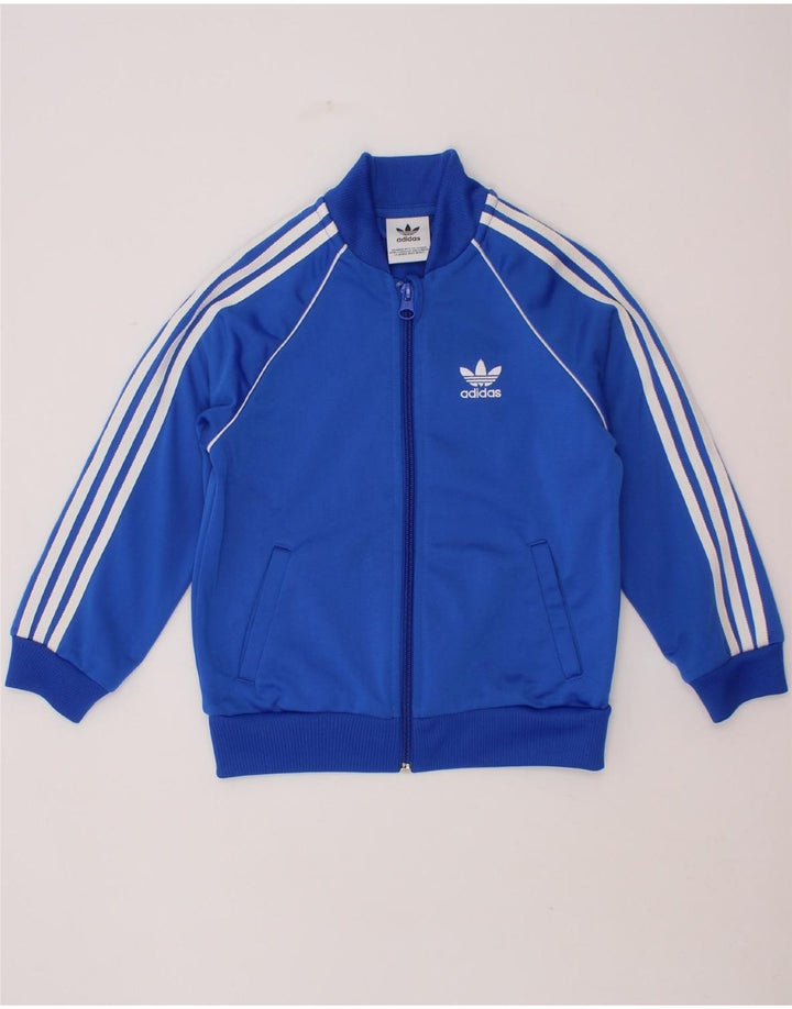 ADIDAS Boys Tracksuit Top Jacket 3-4 Years Blue Polyester Vintage Adidas and Second-Hand Adidas from Messina Hembry 