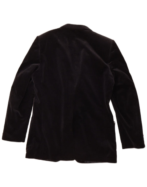 Винтажный мужской бархатный пиджак, Великобритания, маленький размер 36, темно-синий, хлопок с узором «гусиные лапки»