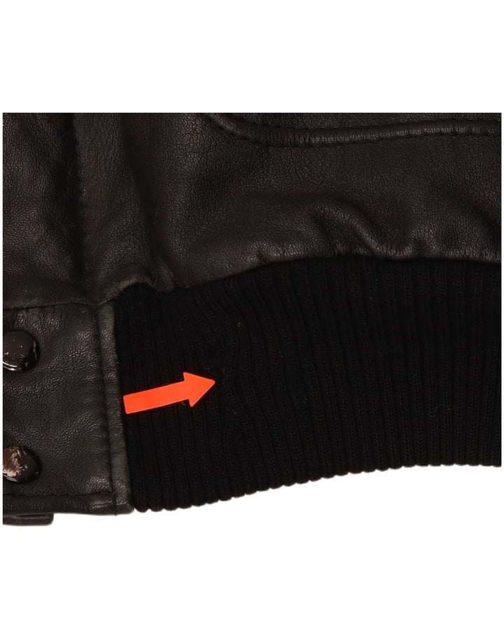 Мужская кожаная куртка в стиле милитари VINTAGE IT 54 2XL черная кожа