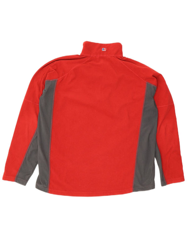 Berghaus Мужской флисовый джемпер с воротником на молнии XL Красный полиэстер с цветными блоками