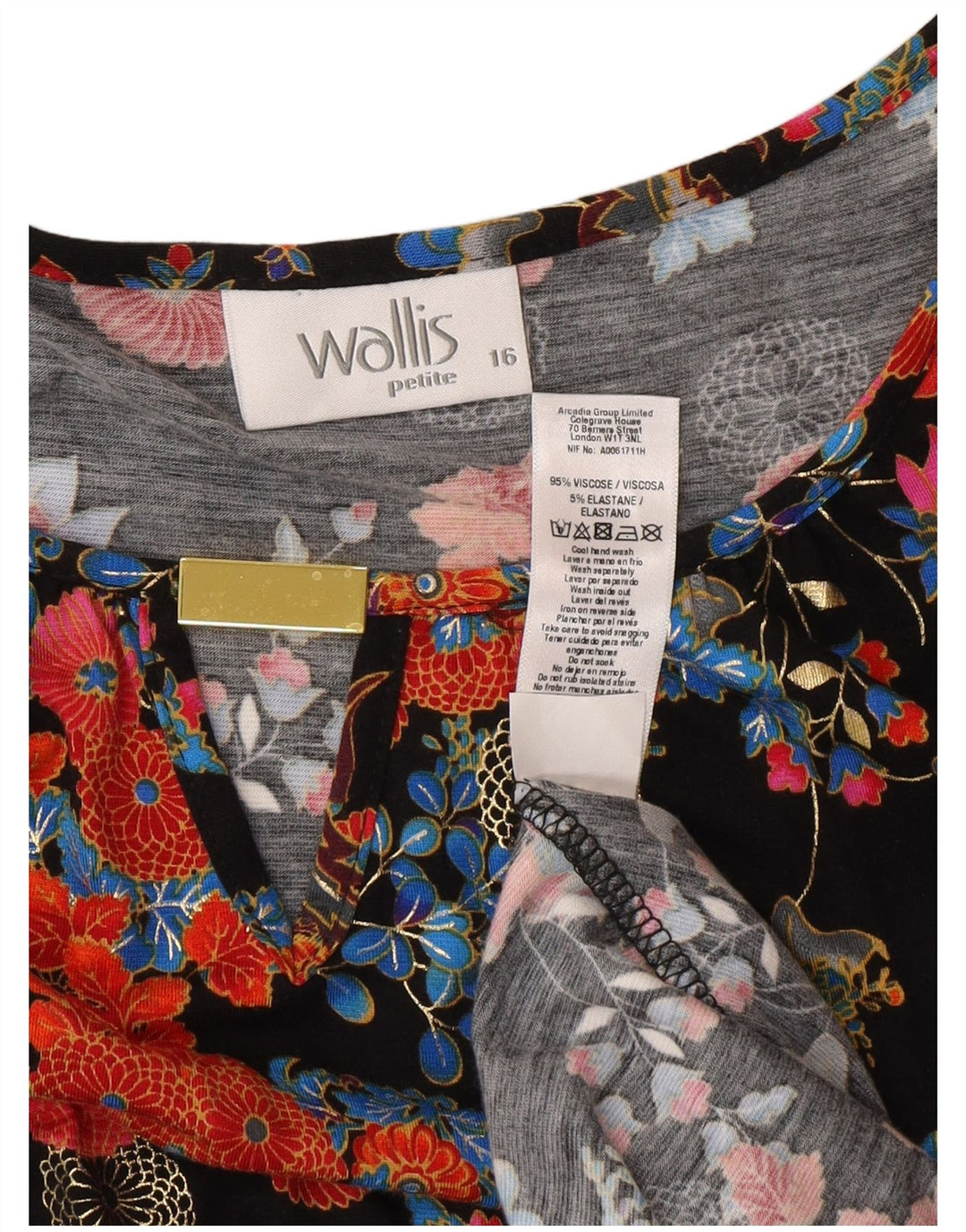 Женское платье с запахом Wallis UK 16, большой размер, разноцветная вискоза с цветочным принтом