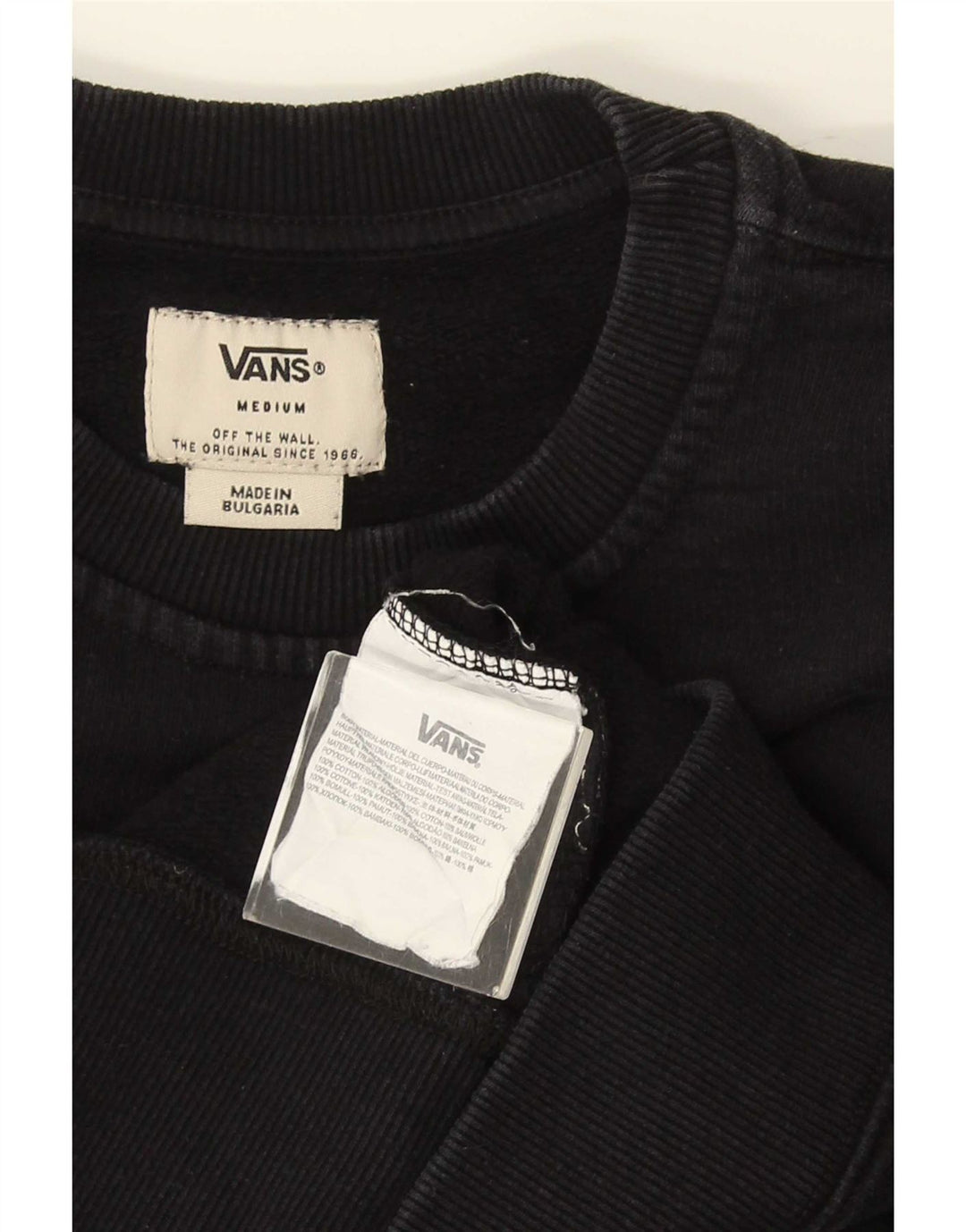 Мужской свитшот Vans, хлопковый джемпер среднего размера, черный