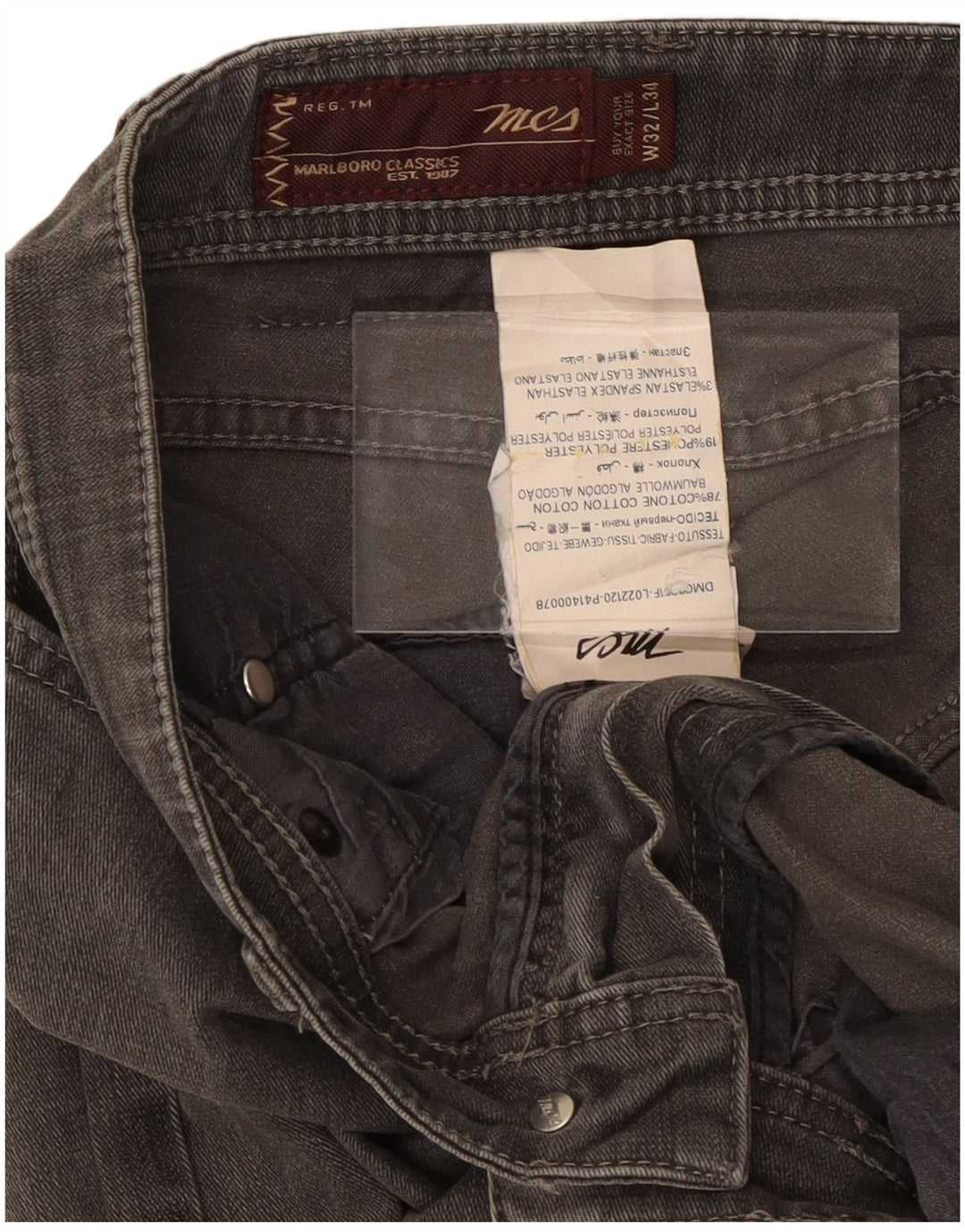 Мужские джинсы Marlboro Classics Regular Slim W32 L31, серые, хлопковые