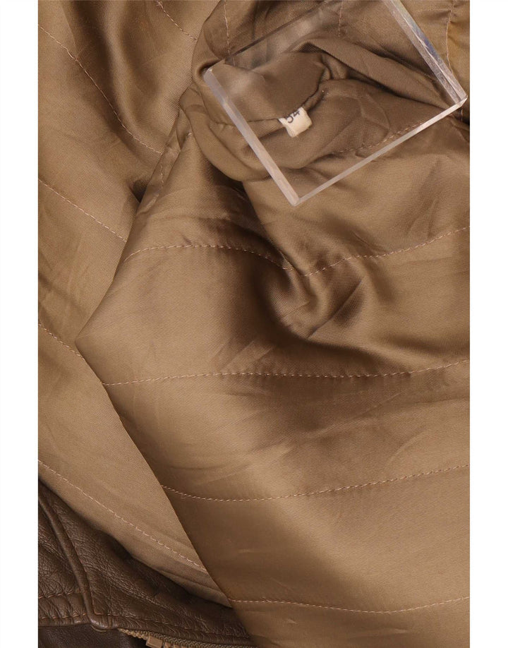 Винтажная мужская кожаная куртка IT 54 2XL Коричневая