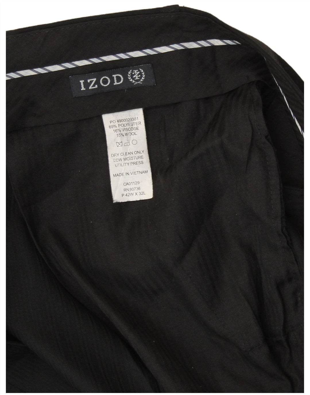 Izod Мужские костюмные брюки с привязкой W42 L32 черные полиэстер