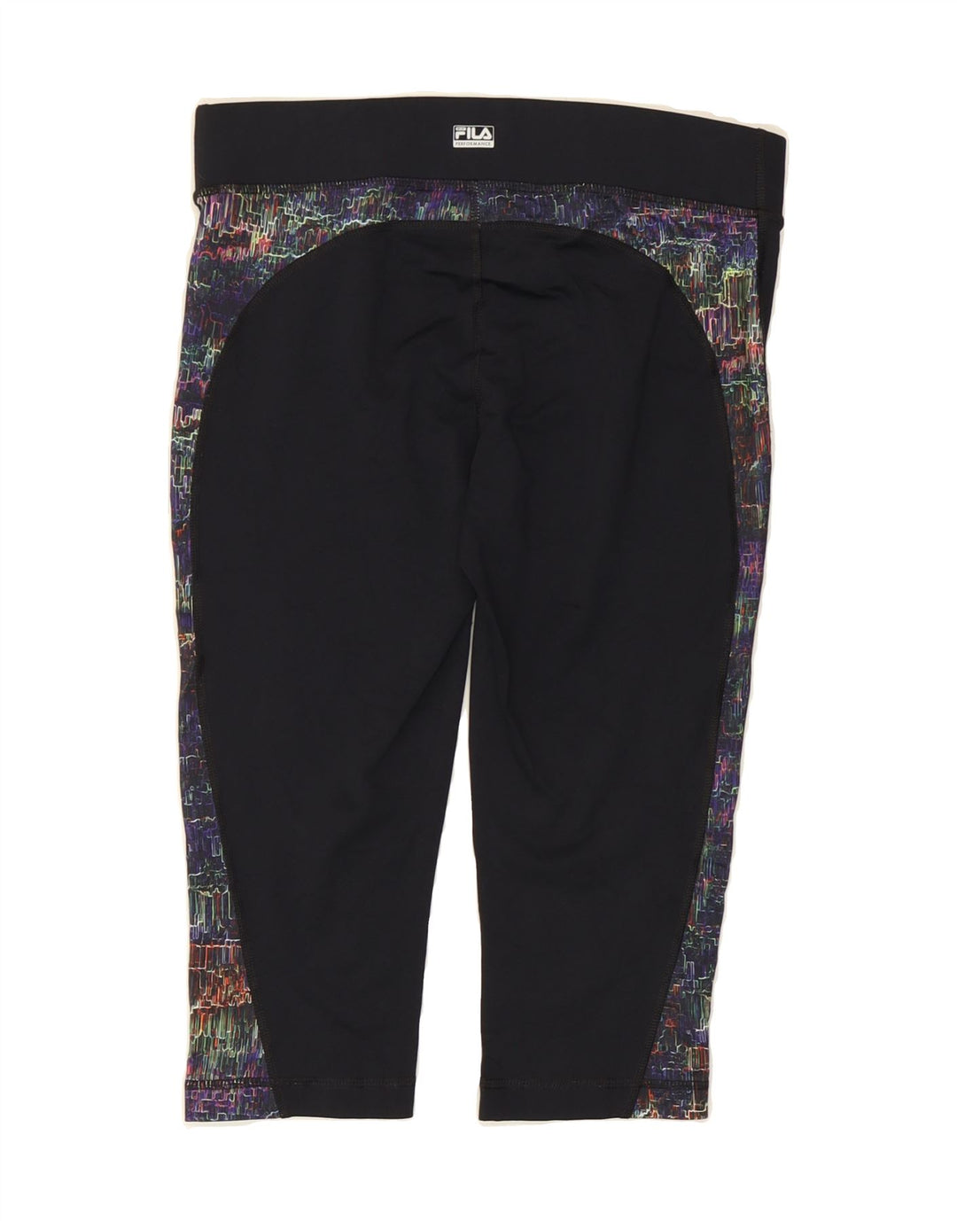 FILA Womens Capri Leggings UK 10 Small  Black Colourblock Polyester Vintage Fila and Second-Hand Fila from Messina Hembry 