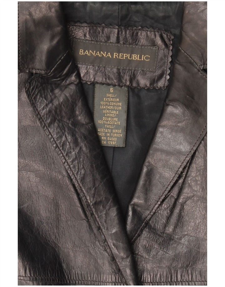 Женский пиджак BANANA REPUBLIC на 2 пуговицах, США 6, средний черный кожаный