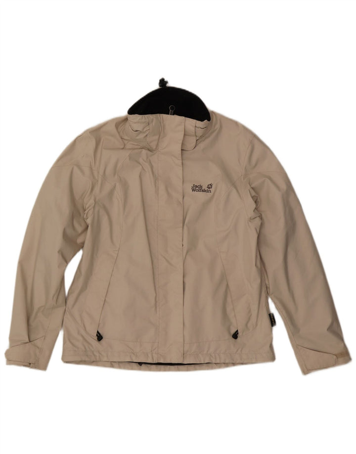 JACK WOLFSKIN Женская дождевик UK 12 Средний Бежевый Полиэстер