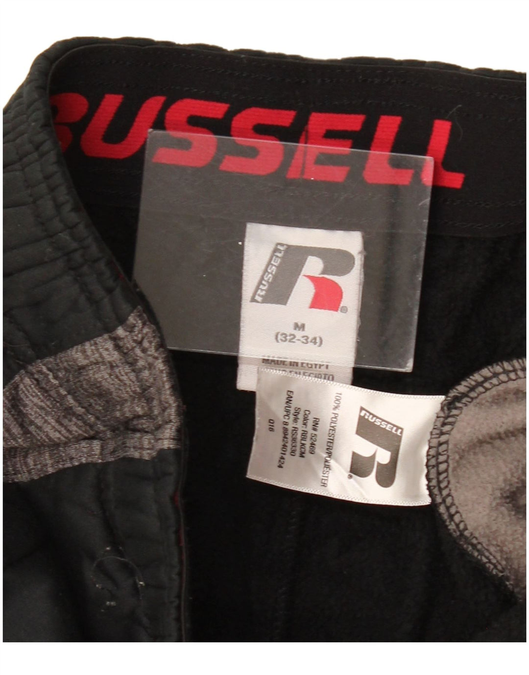 RUSSELL ATHLETIC Мужские спортивные брюки среднего размера, черные с цветными блоками