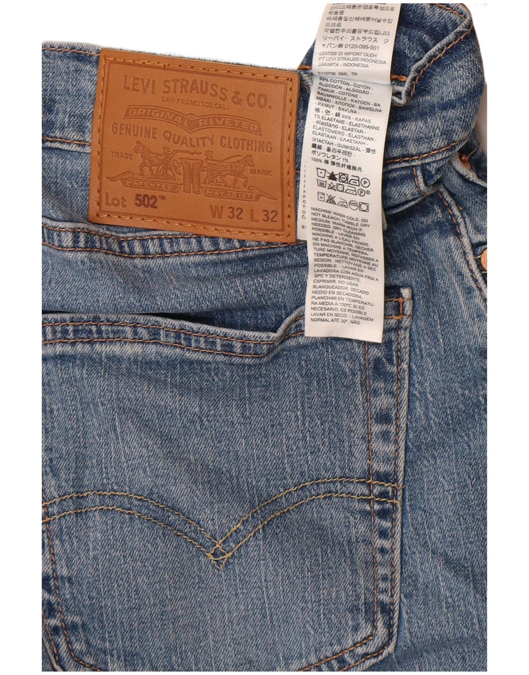 Мужские зауженные джинсы Levi's 502 W32 L32 синие, хлопок