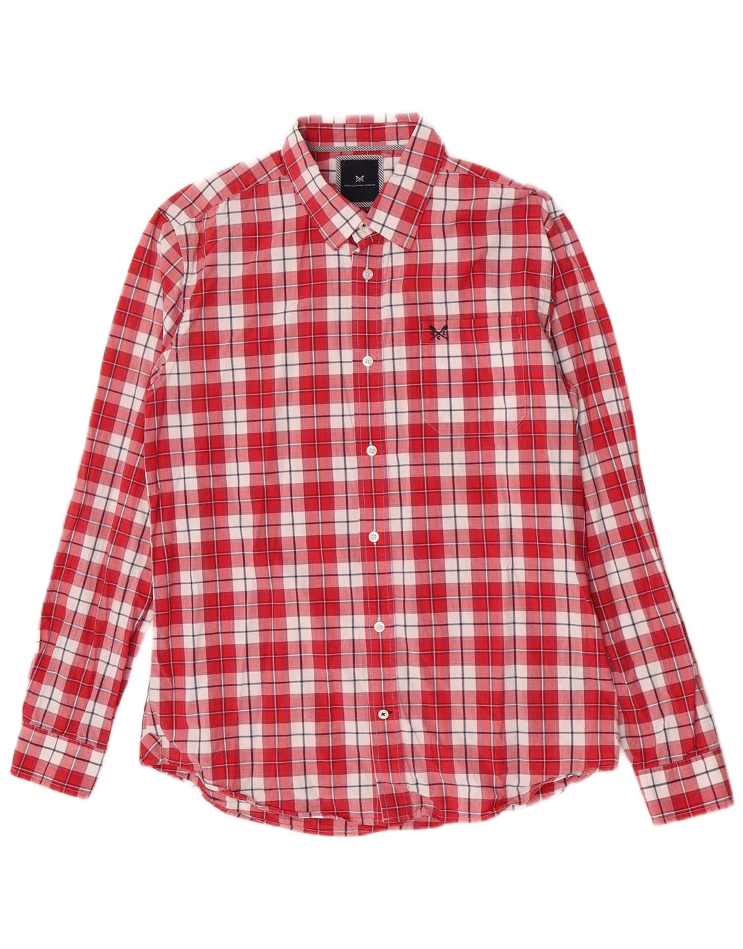 Crew Clothing Мужская приталенная рубашка из хлопка большого размера в красную клетку