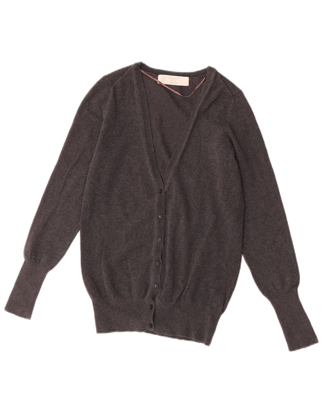 Женский кардиган Zara UK 12, хлопковый средний серый цвет