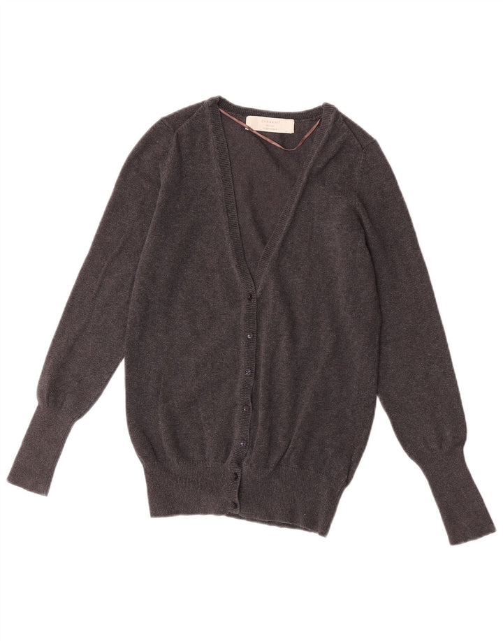 Женский кардиган Zara UK 12, хлопковый средний серый цвет