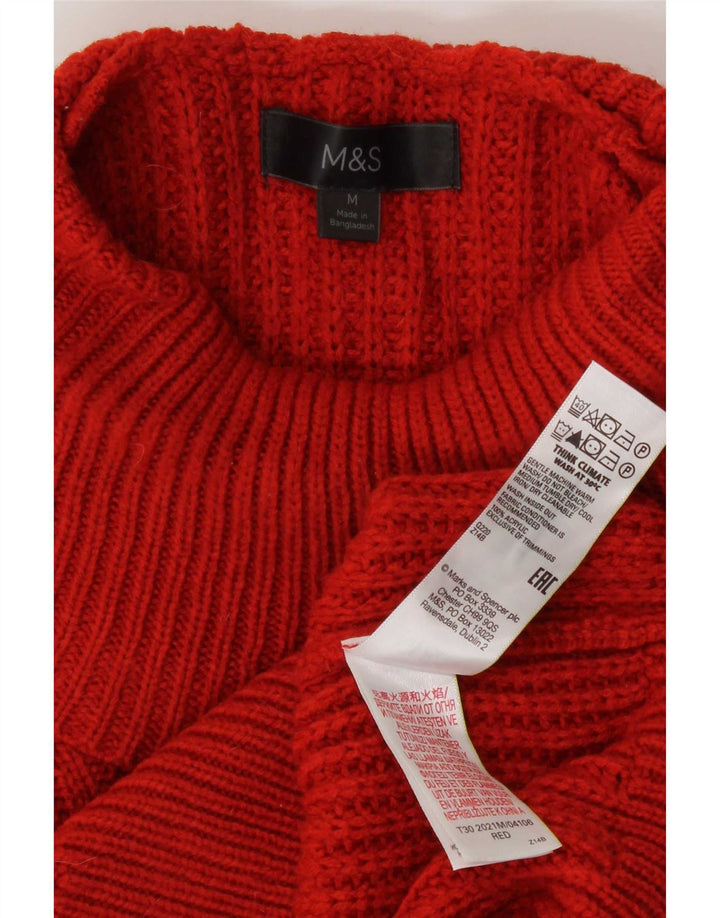 Женский джемпер с высоким воротником Marks & Spencer UK 14, средний красный акрил