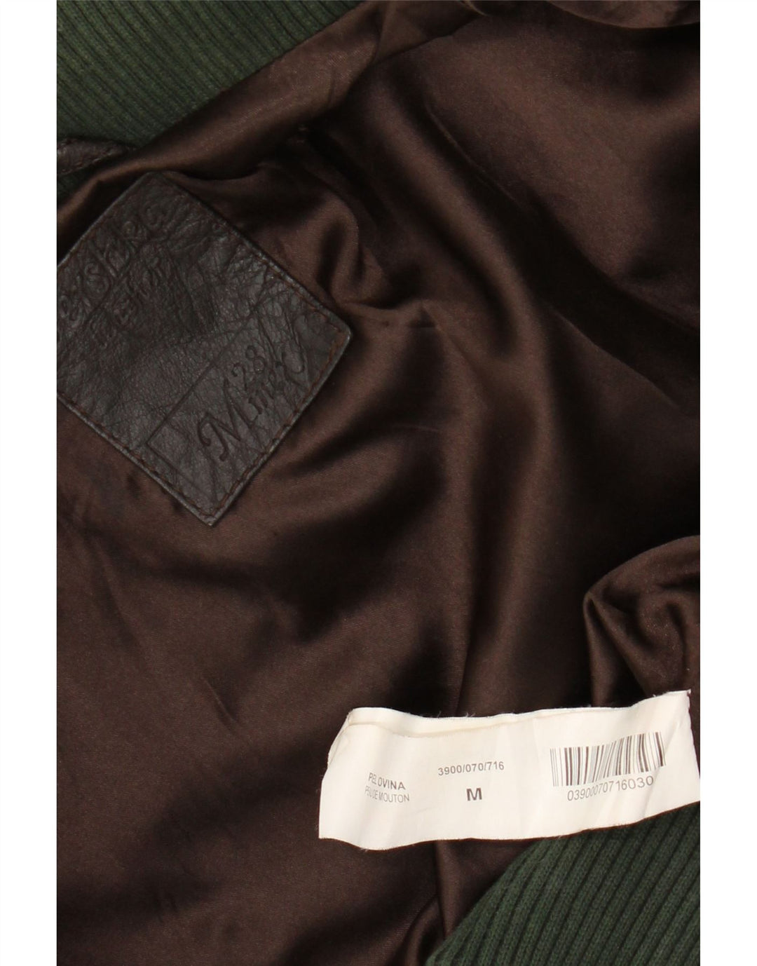 Женская кожаная куртка-бомбер Bershka UK 12, кожа среднего коричневого цвета