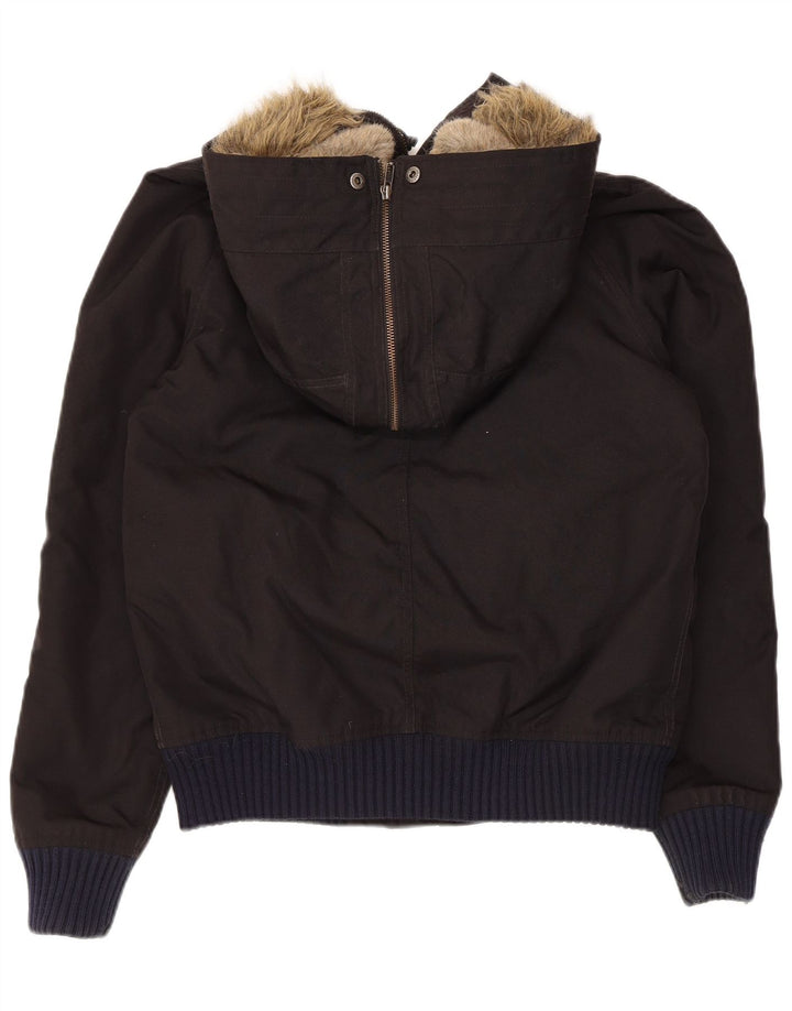Женская утепленная куртка-бомбер Woolrich с капюшоном, Великобритания 14, большой черный нейлон