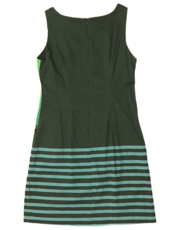 Desigual Womens Graphic Sleeveless Sheath Dress EU 38 Medium Green Striped