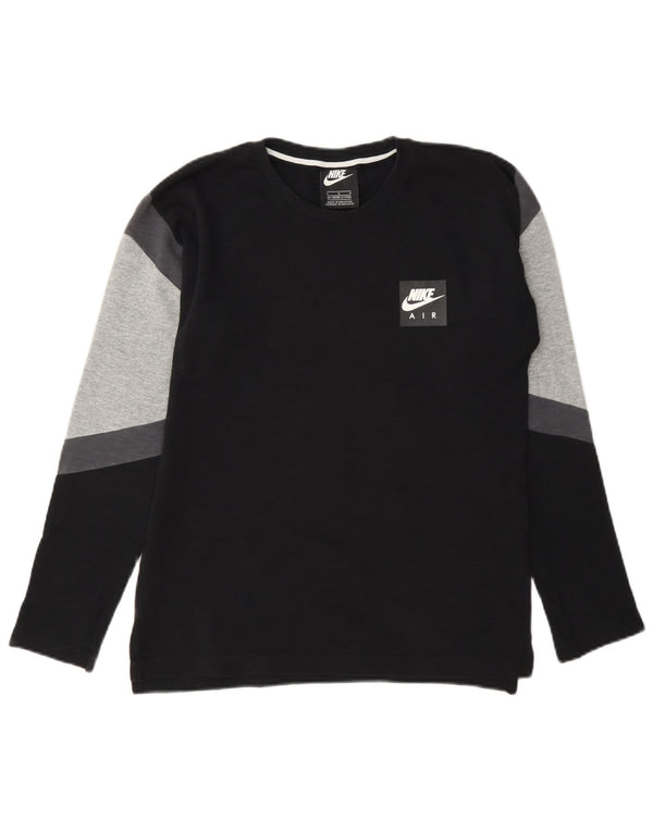 Топ Nike для мальчиков с длинным рукавом, 12–13 лет, большой черный, хлопок с цветными блоками
