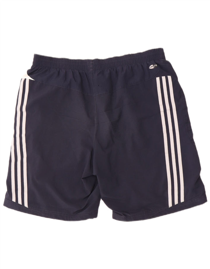 Мужские спортивные шорты Adidas Climalite, большие темно-синие, полиэстер с цветными блоками